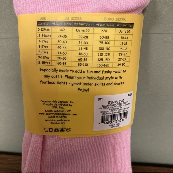 5/$15 NWT Country Kids Pink Ballerina Footless Tights 6-8 Years - Picture 5 of 6